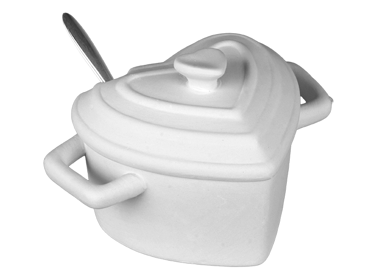 Bisque BI2971 Heart Sugar/Salt Pot w/Spoon