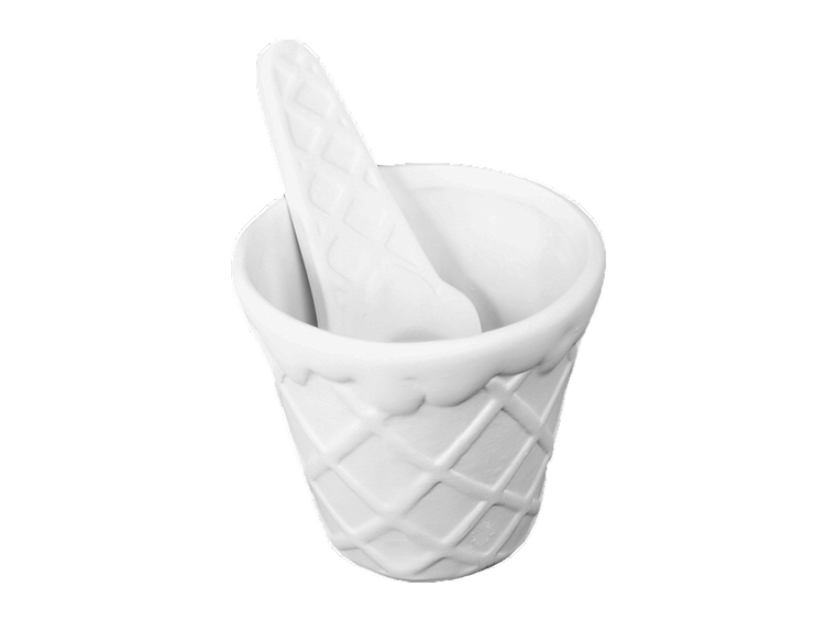 Bisque BI517 Ice Cream Bowl w/Spoon